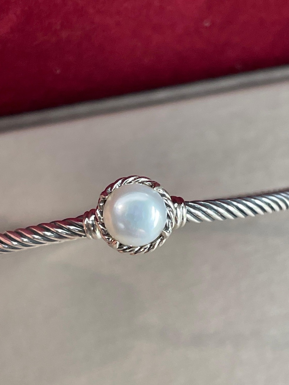 David Yurman Chatelaine Bracelet With Pearl 925 Sterling Silver 3mm medium - Picture 7 of 10